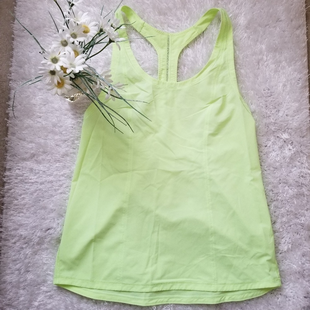 Lululemon Neon Green/Yellow Pleated Back Tank Top
